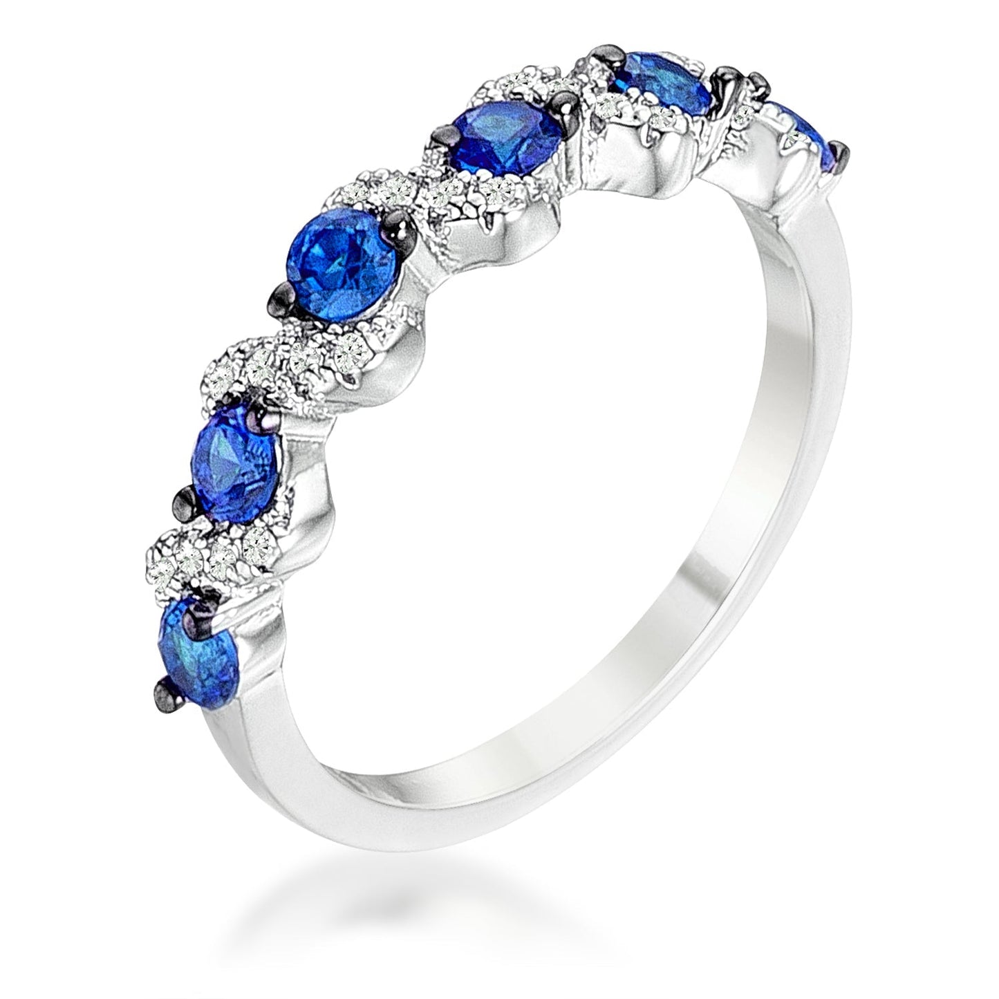 .18Ct and Hematite Plated S Shape and CZ Half Eternity Band - Trending Wellness Store