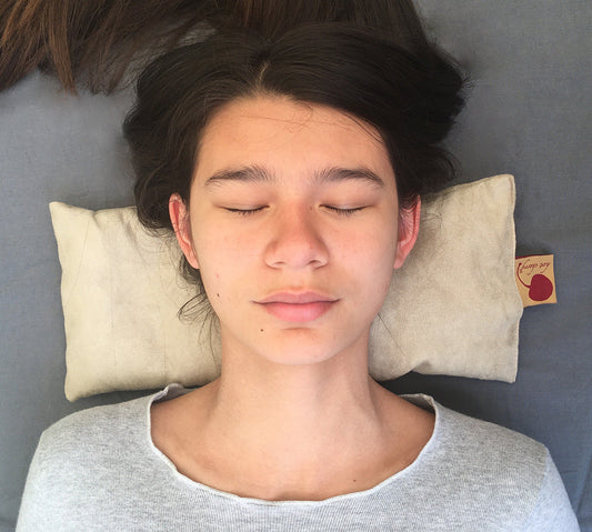 Hot Cherry Rectangular/Cervical Neck Pillow in Plush Tan Ultra-Suede - Trending Wellness Store
