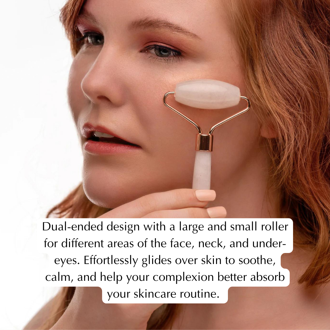 Genuine Rose Quartz Roller - Massage for Skin Tightening and Firming - Trending Wellness Store