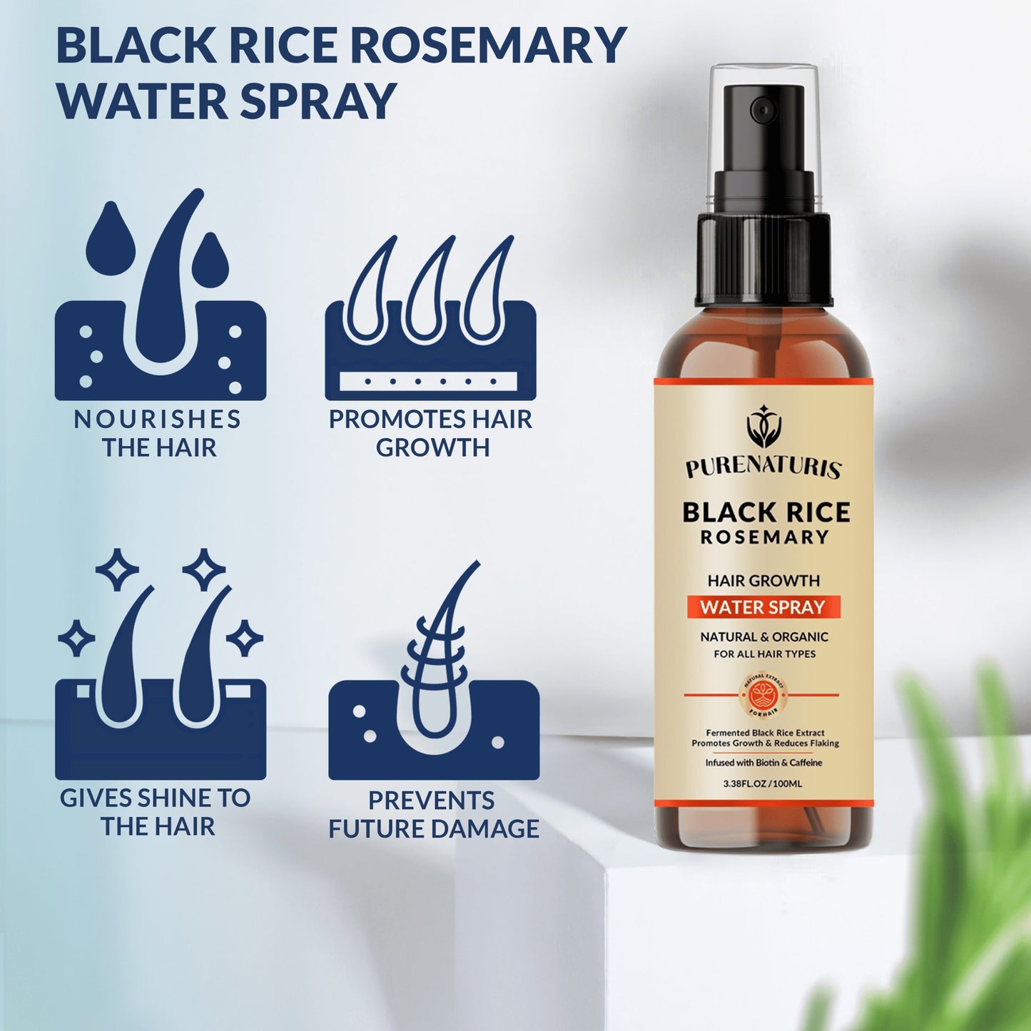 Rosemary Black Rice Water Hair Growth System Kit - Shampoo, Conditioner and Leave-in Serum - Trending Wellness Store