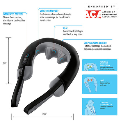 Obusforme Shiatsu & Vibration Neck Massager w/ Heat – 3 Modes, Integrated Controls, Chiropractor-Endorsed - Trending Wellness Store