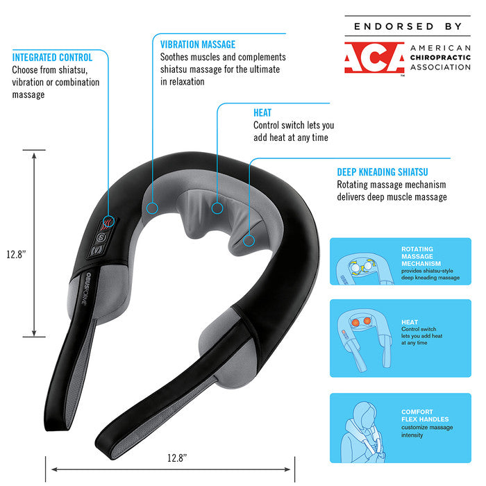Obusforme Shiatsu & Vibration Neck Massager w/ Heat – 3 Modes, Integrated Controls, Chiropractor-Endorsed - Trending Wellness Store