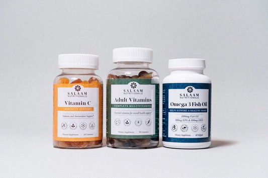 Halal Adult Immunity Booster Bundle – Multivitamin, Vitamin C, and Fish Oil - Trending Wellness Store