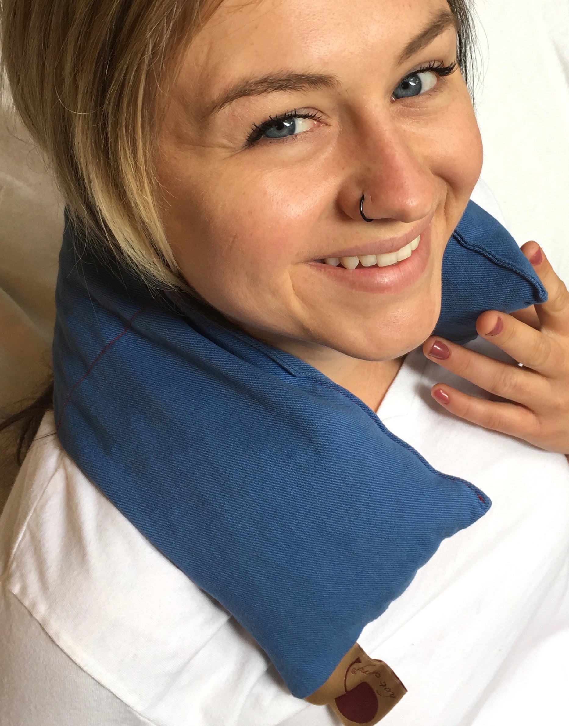 Hot Cherry Neck Wrap in Blue Denim - Trending Wellness Store