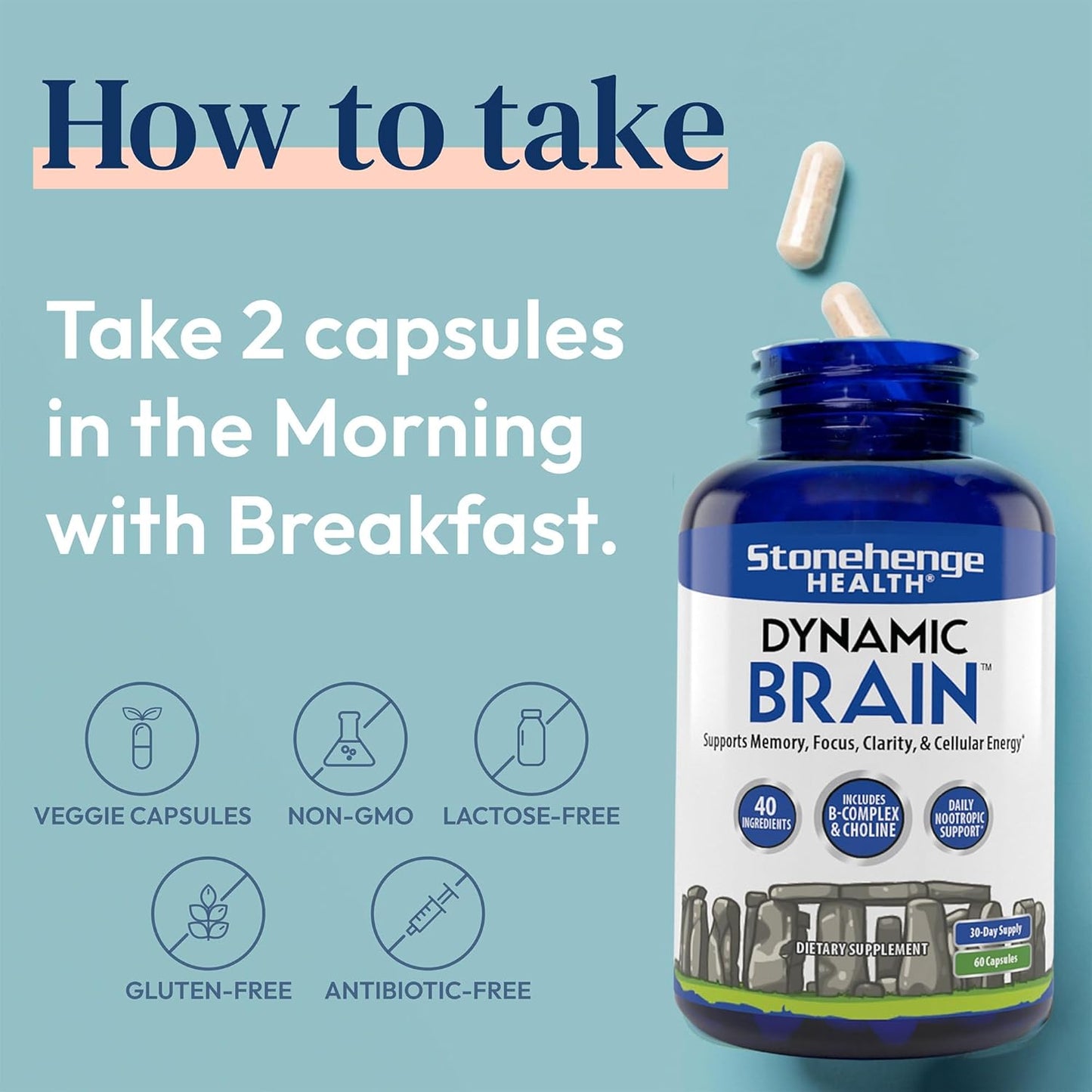 Stonehenge Health Dynamic Brain Supplement – Memory, Focus Mental Clarity | 60 Capsules - Trending Wellness Store
