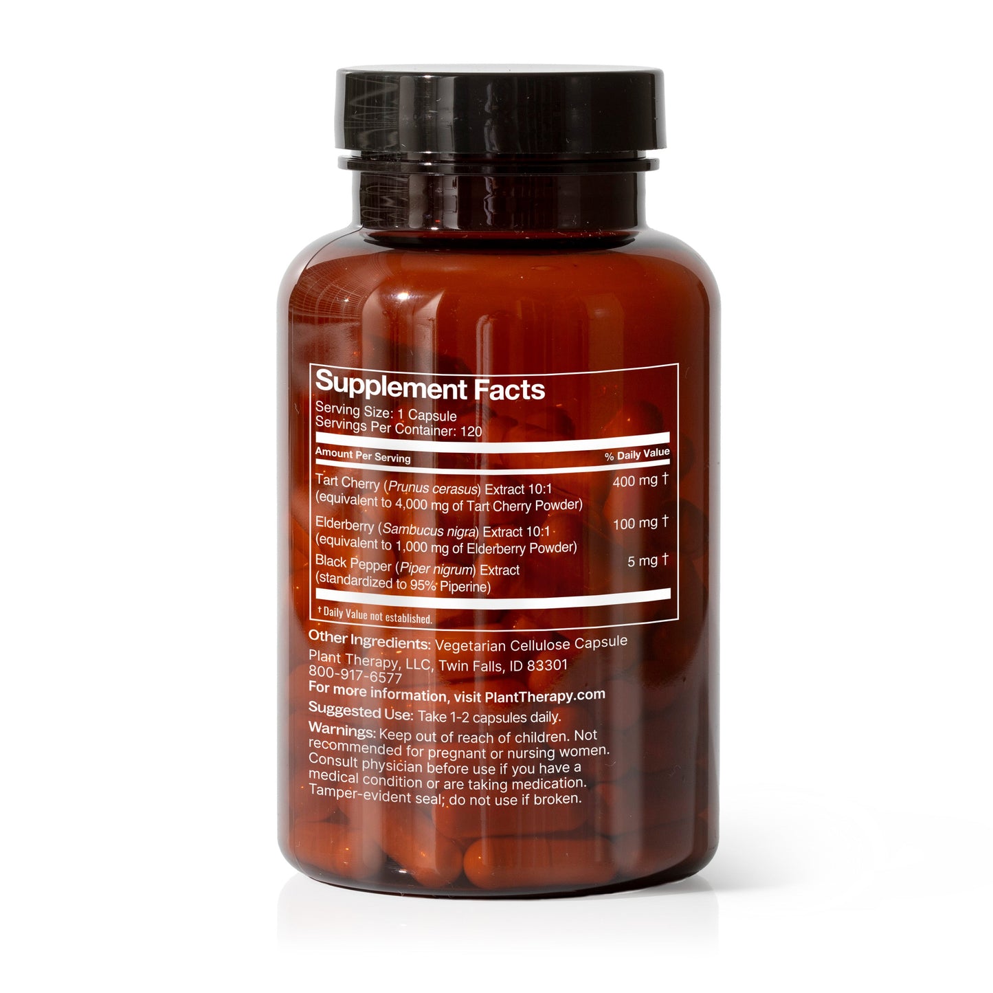 Tart Cherry with Elderberry Herbal Supplement - 120 Capsules - Trending Wellness Store
