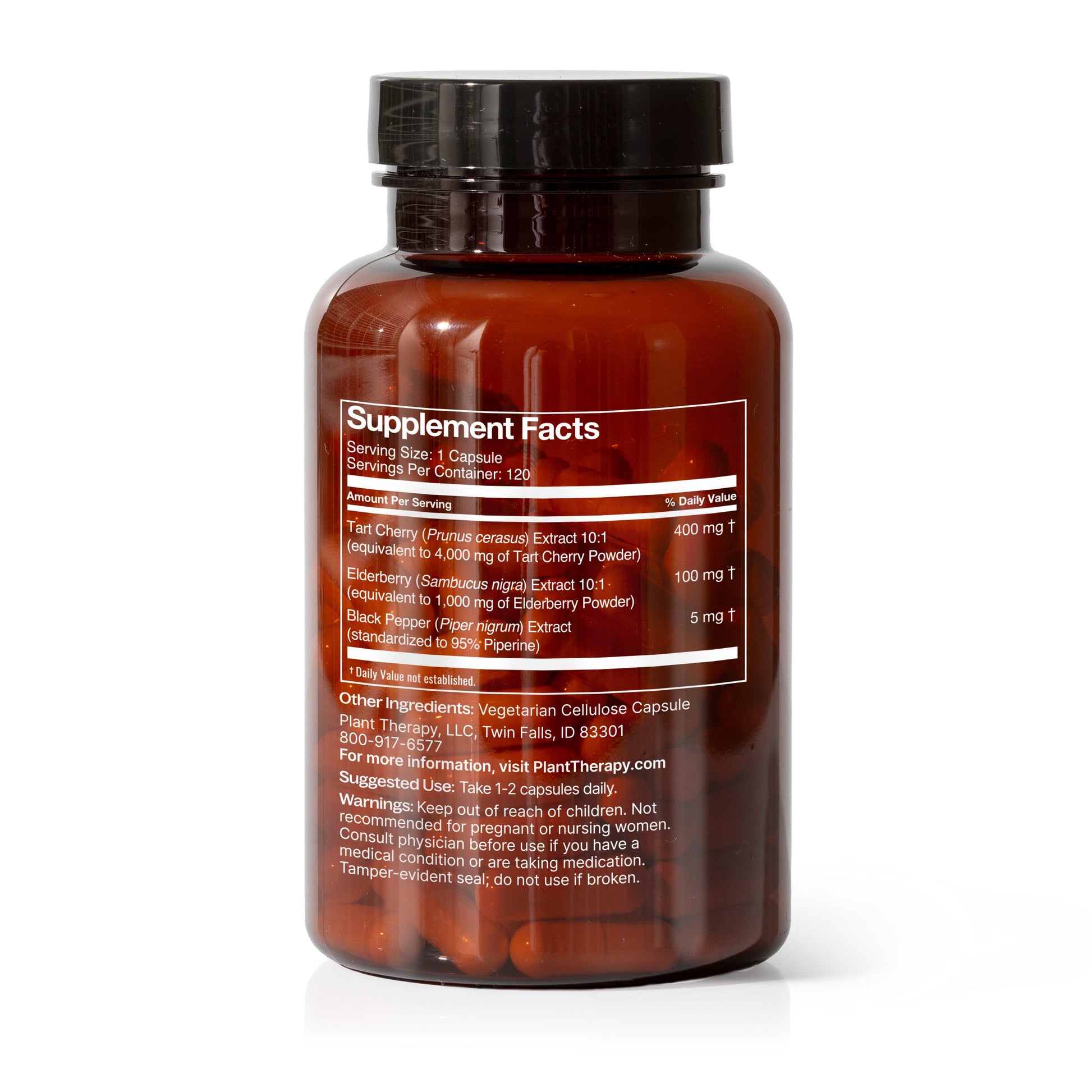Tart Cherry with Elderberry Herbal Supplement - 120 Capsules - Trending Wellness Store