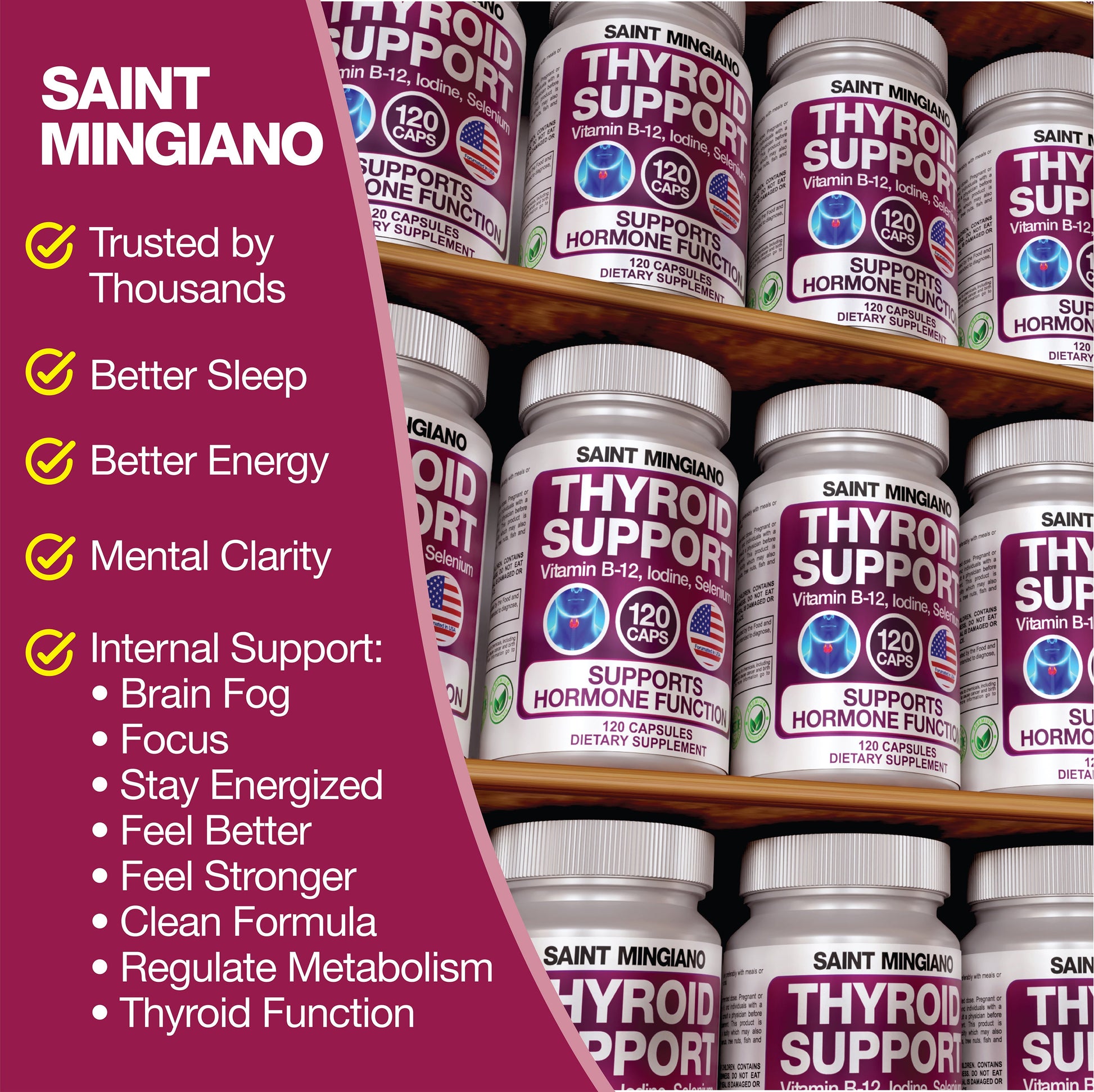 Thyroid Support Supplement with Iodine |120 Capsules to Help Body Mass & Improve Energy - Trending Wellness Store