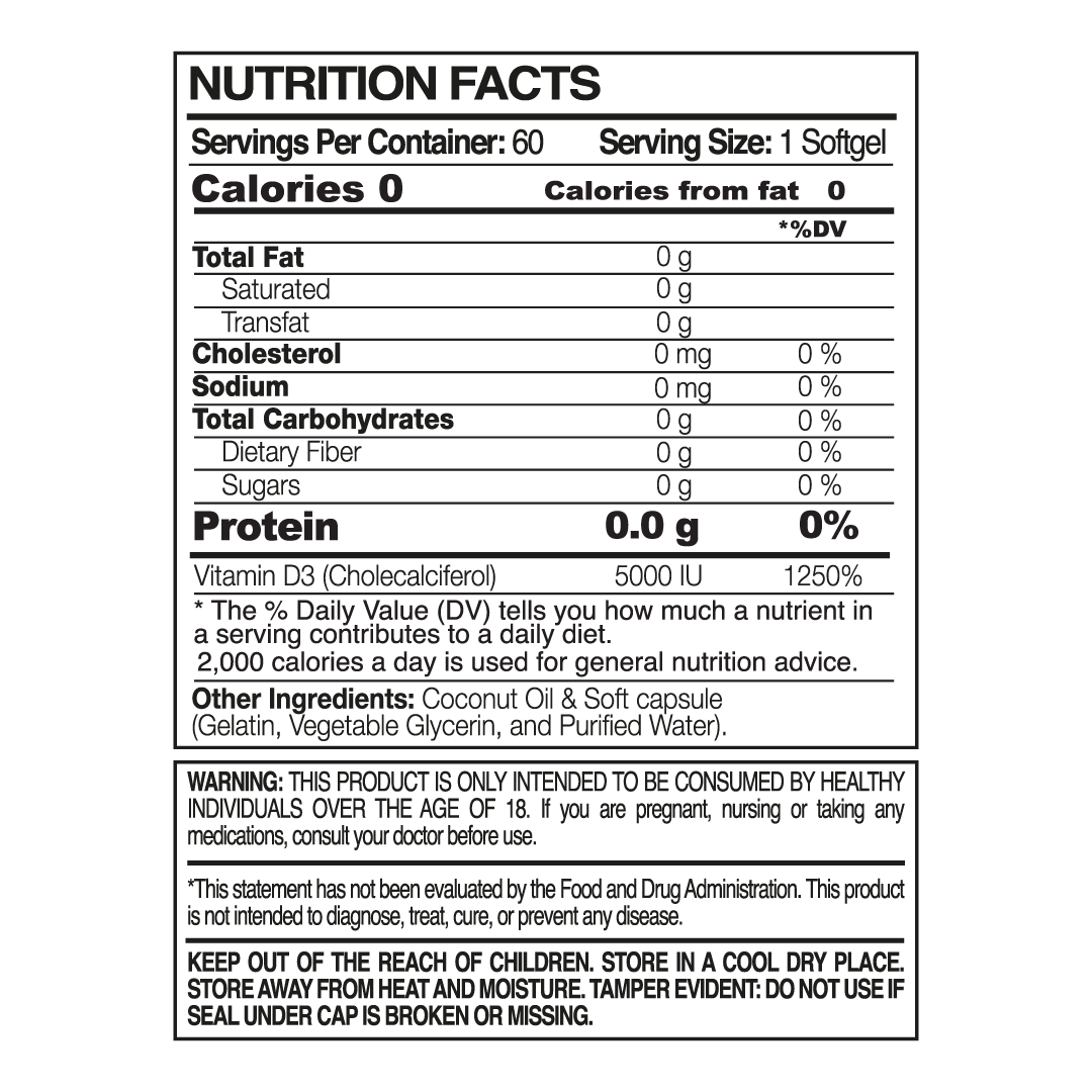 Vitamin D3 5000 IU  + Aceite de Coco - Trending Wellness Store