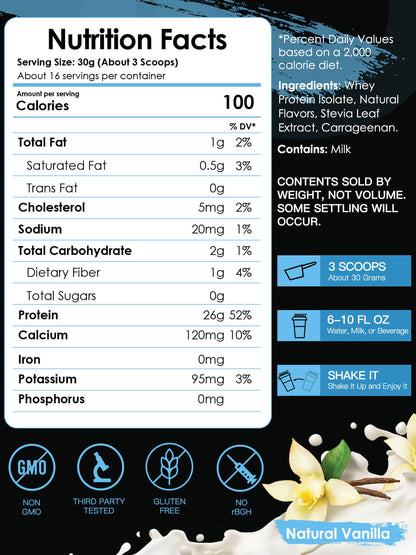 Vanilla Protein Powder, Whey Protein Isolate, 26G Protein/Serving, 1.1LB - Trending Wellness Store