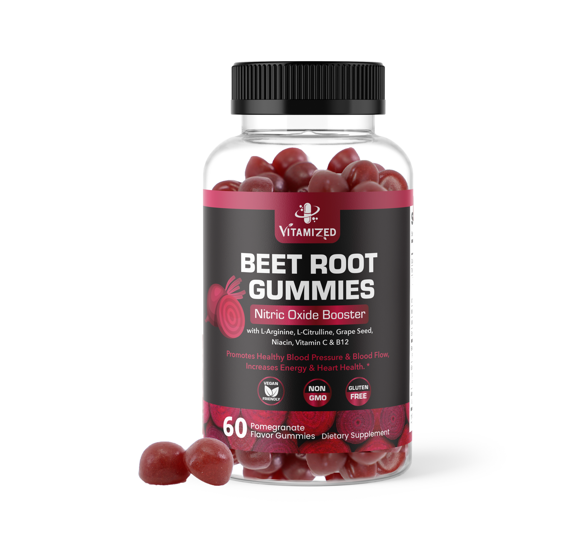 VITAMIZED Beetroot Gummies 1000mg - Nitric Oxide Supplement - Trending Wellness Store