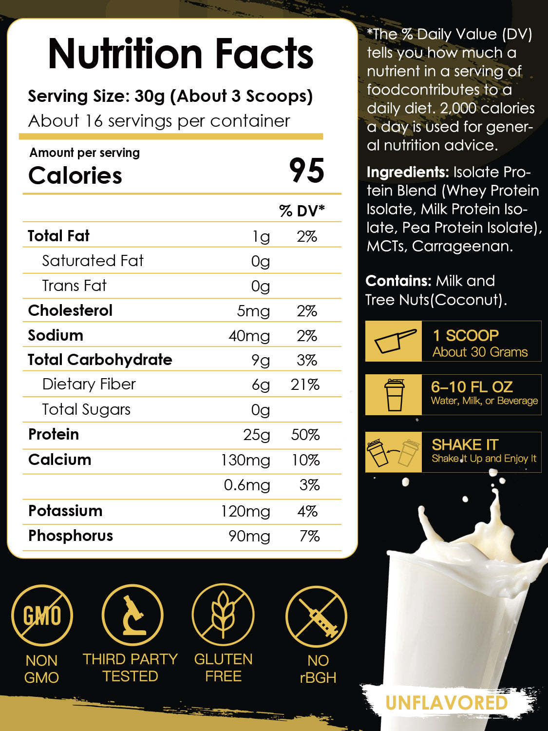 Whey Isolate Protein Powder, 25g Protein/Serving, 1.1 LB - Trending Wellness Store