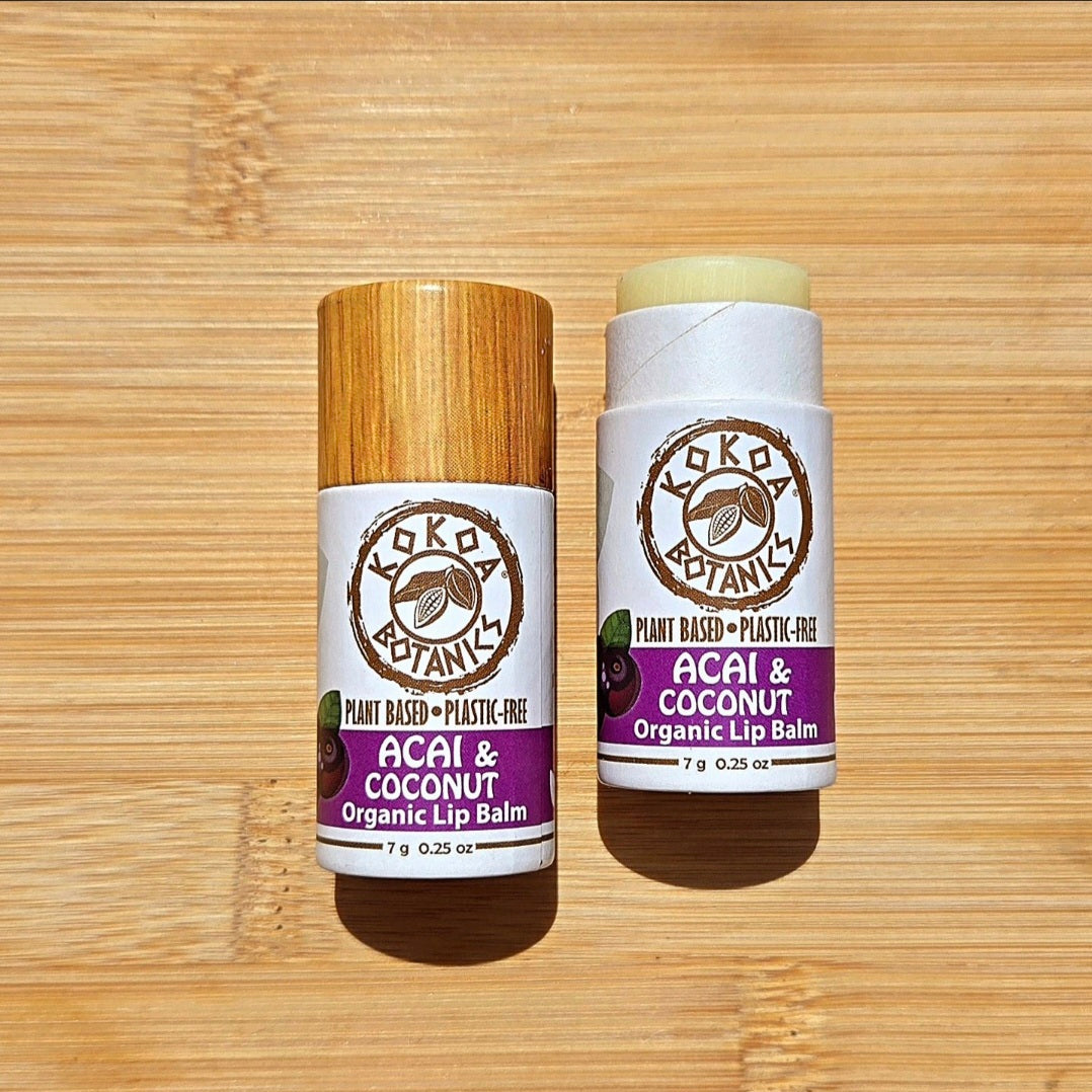 Acai and Coconut - Vegan Organic Lip Balm - Plastic Free .25 oz - Trending Wellness Store