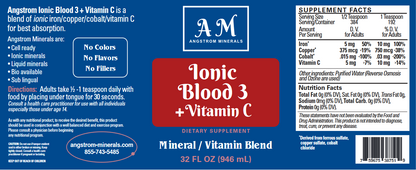 32 oz Blood 3 + Vitamin C Supplement by Angstrom Minerals - Trending Wellness Store