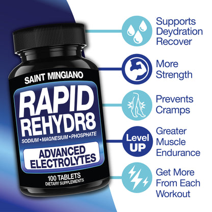 Rapid Rehydr8 Electrolyte Supplements 100 Capsules – Aid in The Prevention of Cramping and Supports Muscle Endurance and Recovery - Trending Wellness Store