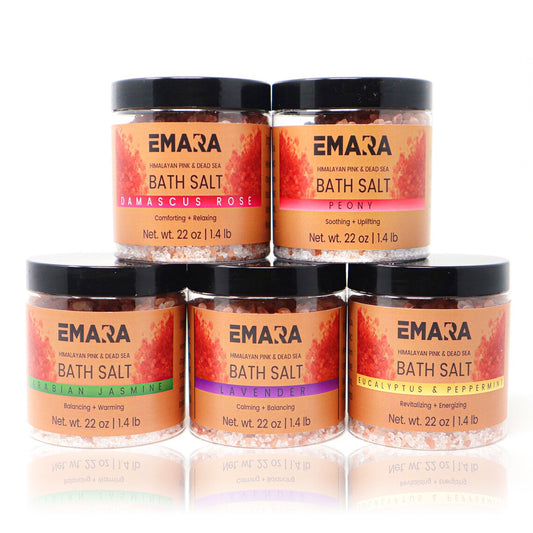 5 Bath Salt Spa Gift Set - Luxury Himalayan Pink and Dead Sea Salt Bath Soak Enriched with Rosehip Oil Vitamin E Oil 7 LB Bulk Bath Salt - Trending Wellness Store
