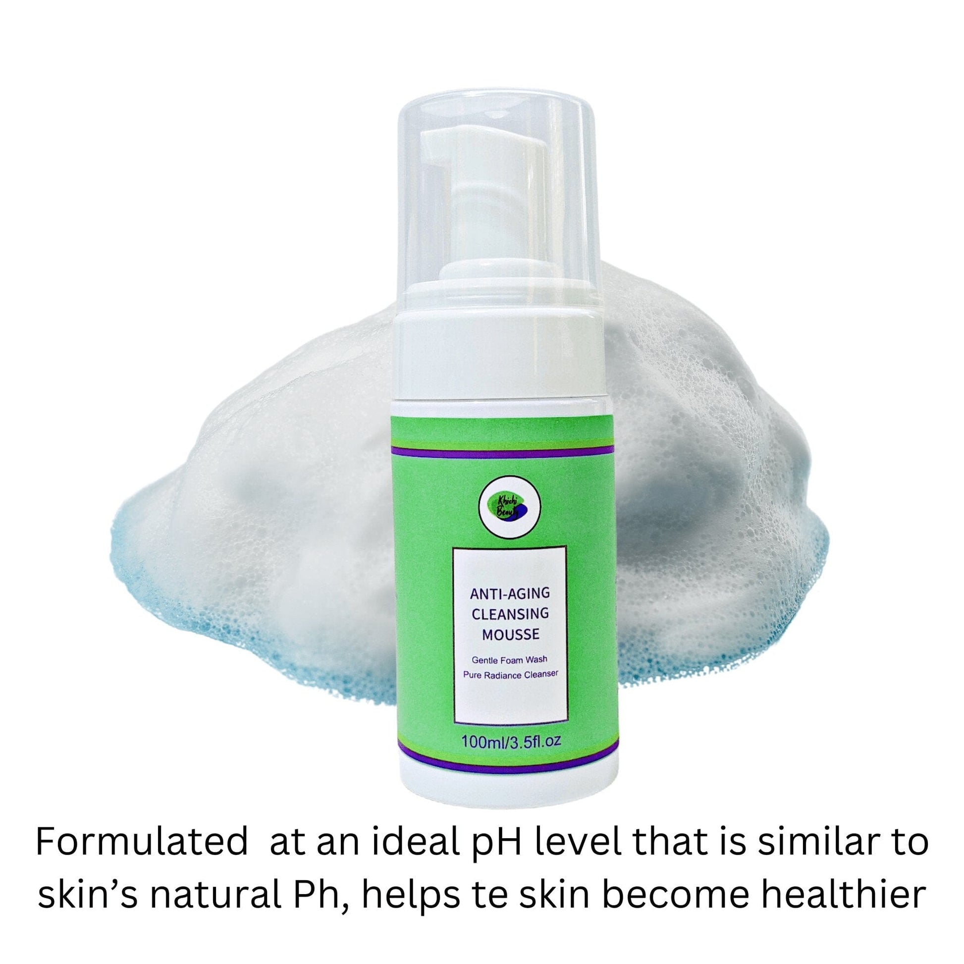 Khichi Beauty Anti-aging Cleansing Mousse, Gentle Foam Wash, Pure Radiance Cleanser 3.5 oz (100ml). - Trending Wellness Store