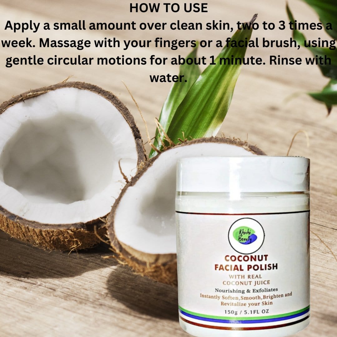 Khichi Beauty Coconut Facial Polish, With Real Coconut Juice, 150 / 5.1 fl oz - Trending Wellness Store