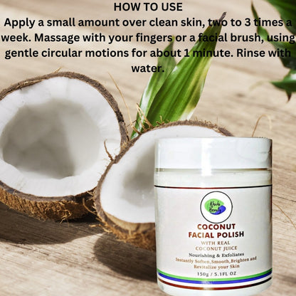 Khichi Beauty Coconut Facial Polish, With Real Coconut Juice, 150 / 5.1 fl oz - Trending Wellness Store