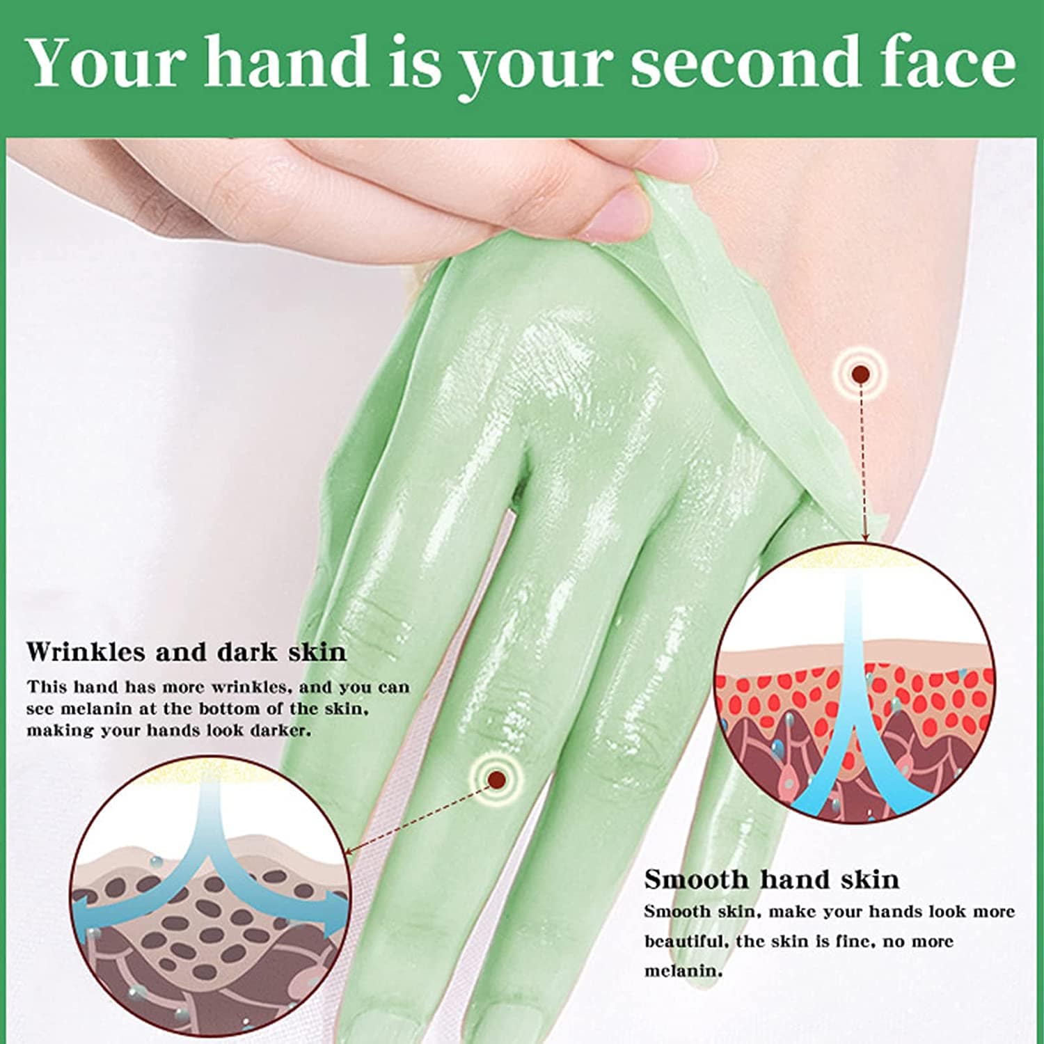 Khichi Beauty Green Tea Anti-Aging Repair Hand Mask, 1.7 oz / 50g - Trending Wellness Store