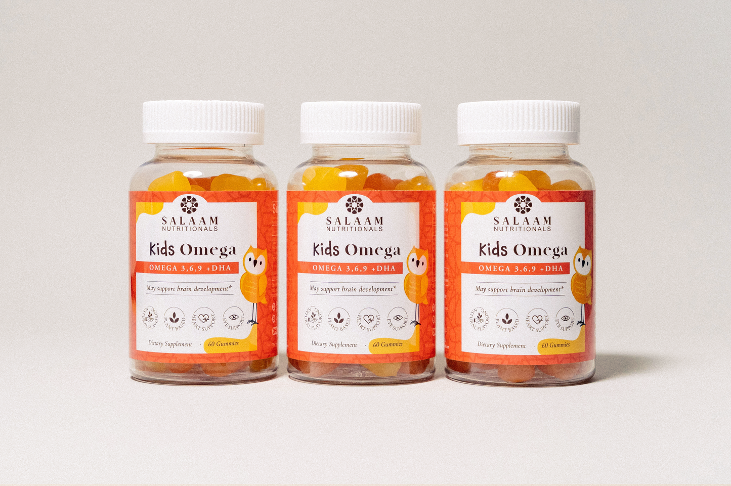 Halal Omega 3, 6 & 9 Gummies with DHA for Kids - 60 Count | Salaam Nutritionals - Trending Wellness Store
