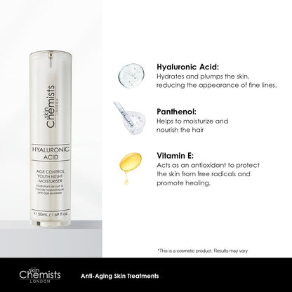 skinChemists Hyaluronic Acid Age Control Youth Night Moisturiser 50ml Twin Value Savings Pack - Trending Wellness Store