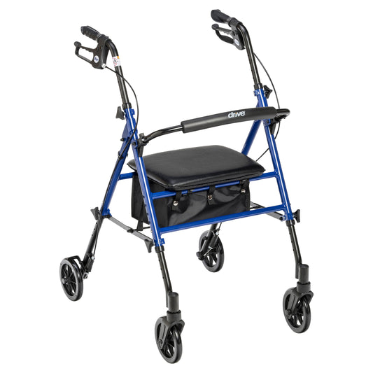 Adjustable Height Rollator Rolling Walker with 6" Wheels, Blue - Trending Wellness Store
