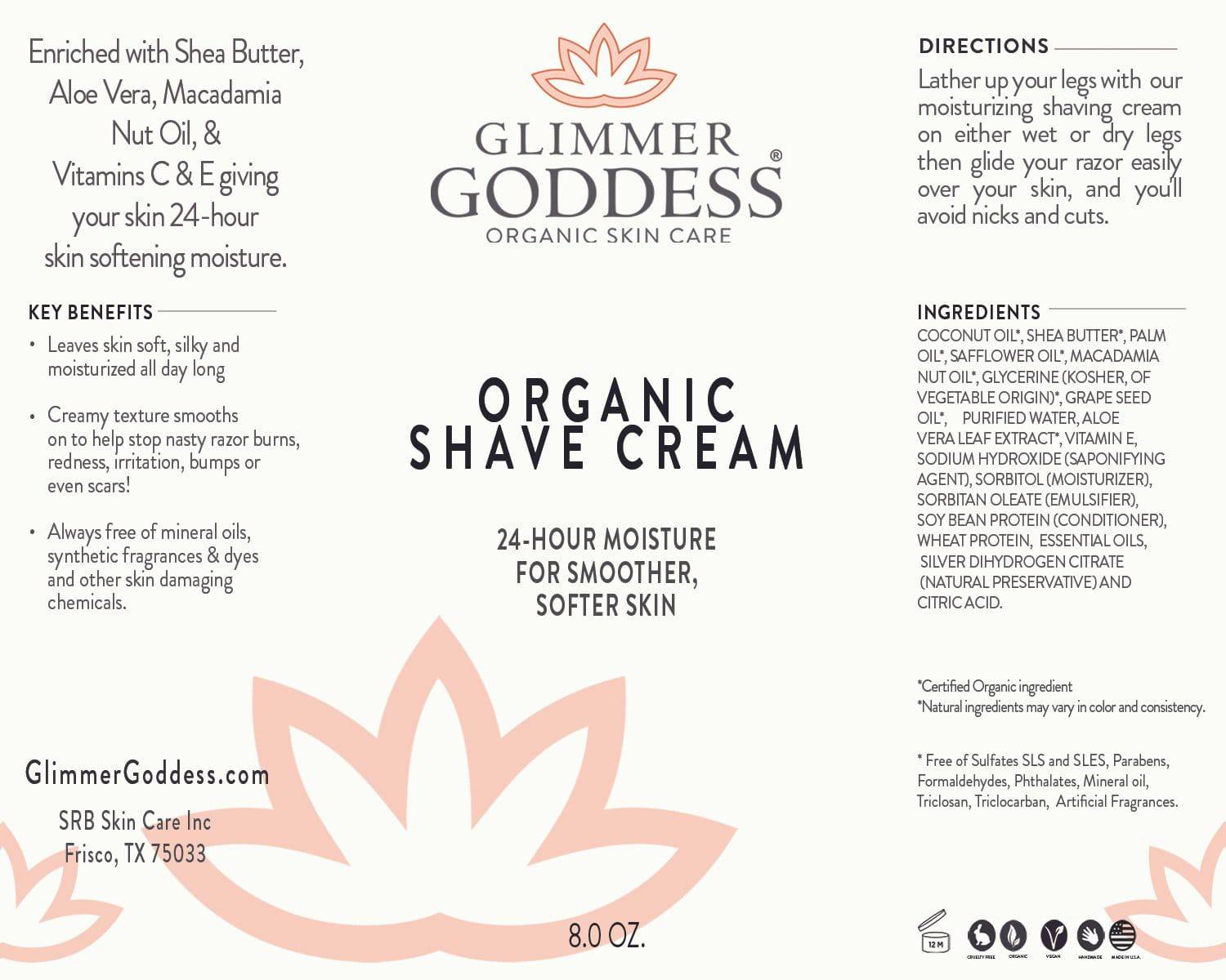 Glimmer Goddess’ Best Organic Shave Cream with Aloe, Coconut Oil, & Shea Butter - Trending Wellness Store