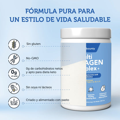 Colageno Hidrolizado 5 en 1 con Ácido Hialurónico, Vitamina C y Probióticos - Trending Wellness Store
