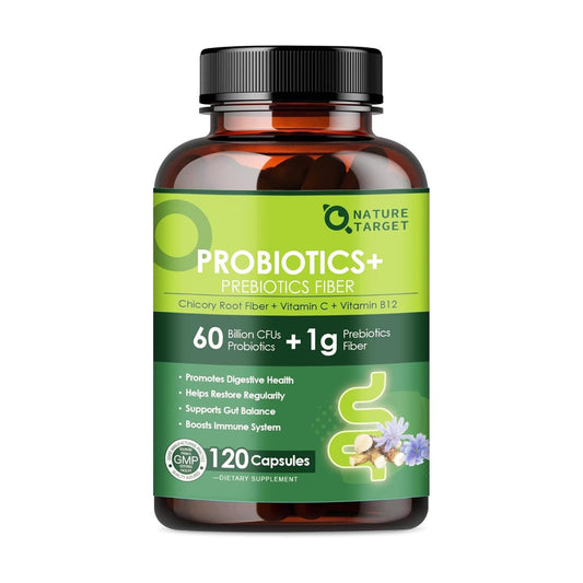 Probiotics with Prebiotic Fiber, 60 Billion CFUs, 120 Capsules - Trending Wellness Store