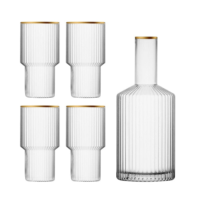 Gold Rimmed Crystal Drinkware Glass Set - Gold