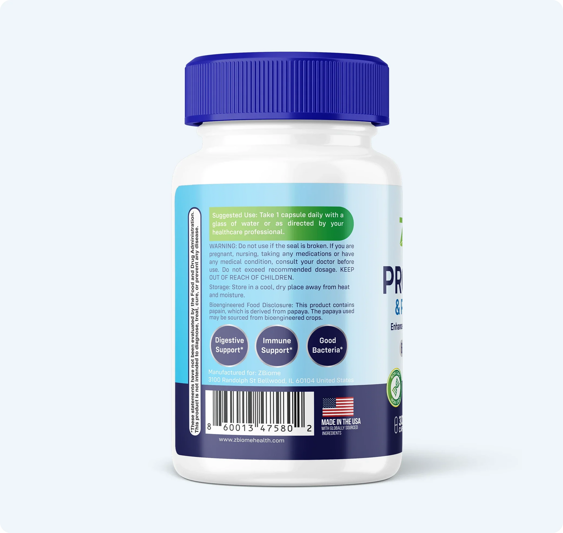 ZBIOME Probiotic + Prebiotic + Digestive Enzymes 90 Day Supply - Trending Wellness Store